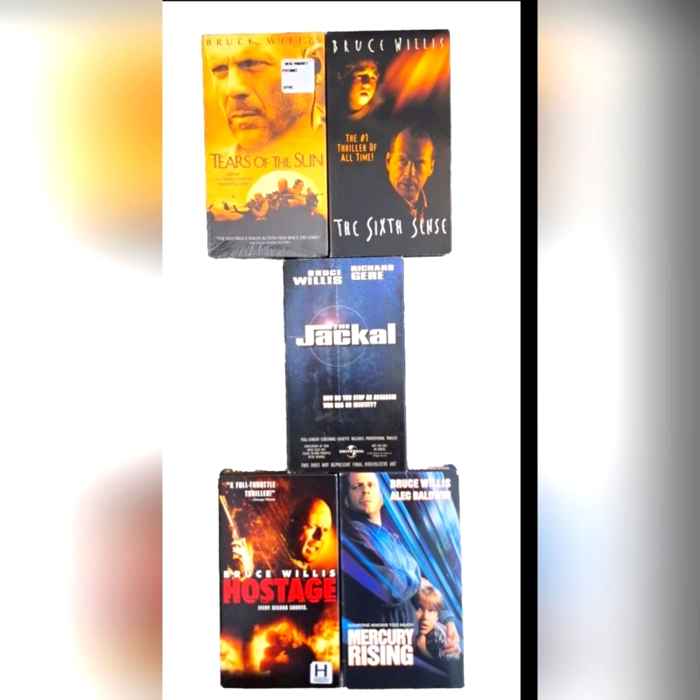 5 Bruce Willis Film VHS Bundle Including Rare Sceener THE JACKAL THE SIXTH SIGN